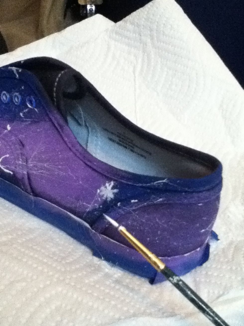 Now that you've splattered add little stars randomly around the shoe let them dry and your done!!