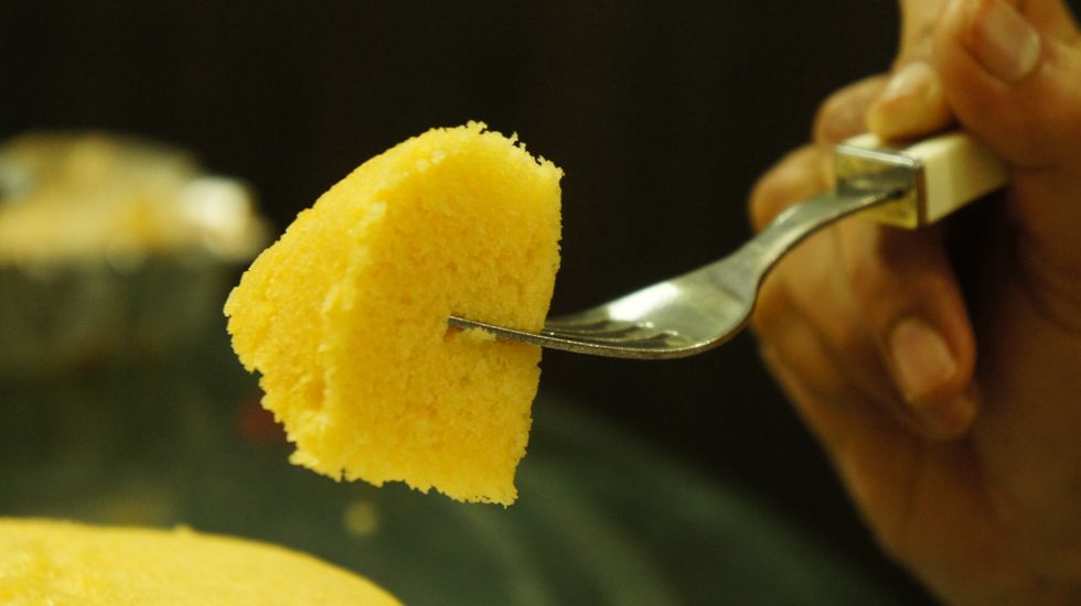 Now thats it cake is done when knife is inserted in the cake comes out clean with a fork!!! I'm excited!!! and obviously Lov'in it!!! :)) ;)