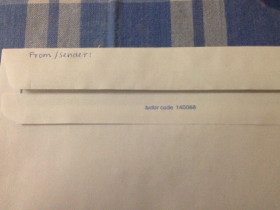 Now the back of the envelope. We start by writing sender or from at the very top left hand corner.