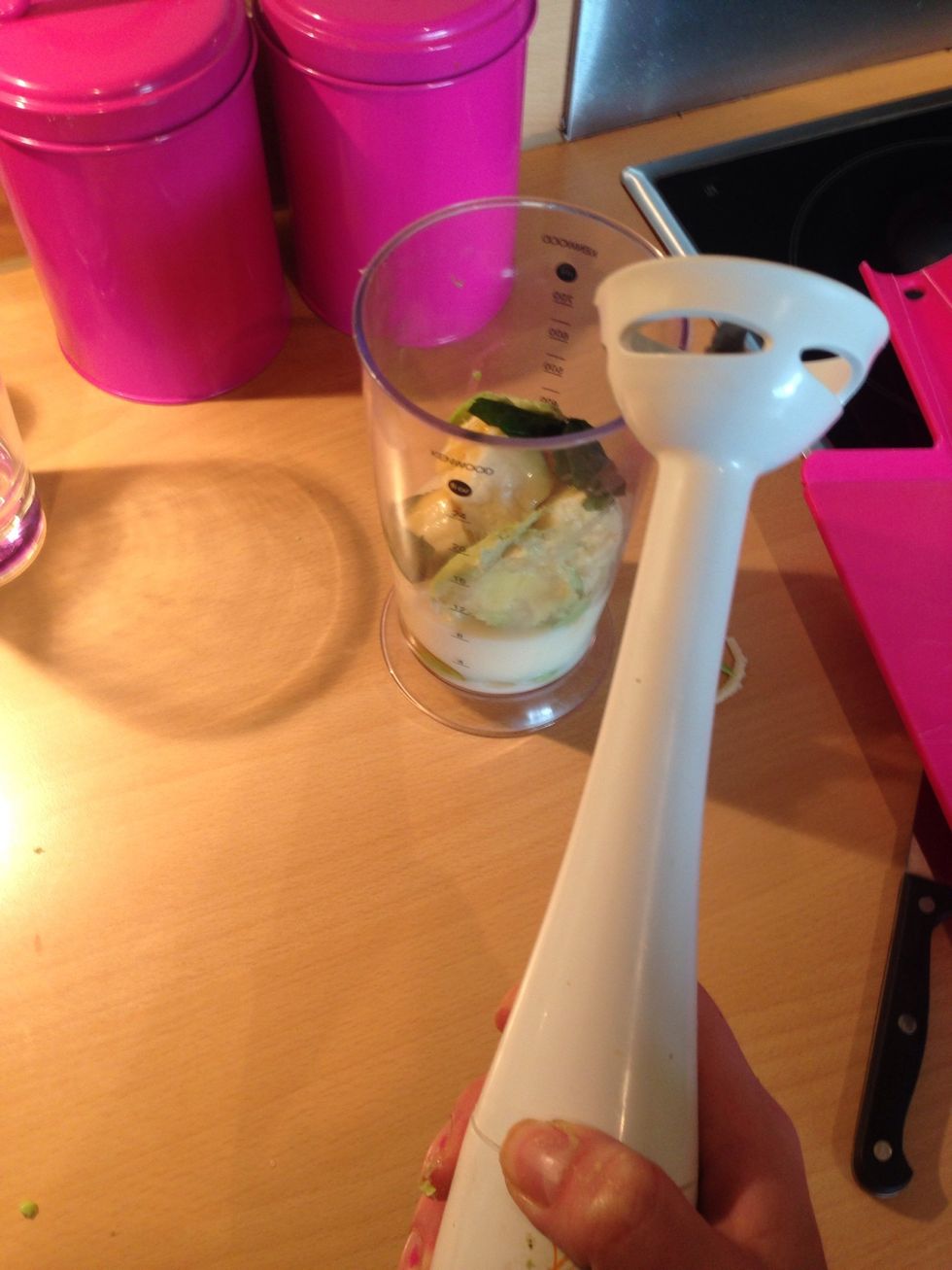 Now the fun part: blend together until smooth and thick. If you prefer a runnier consistency, add more milk or cold water.