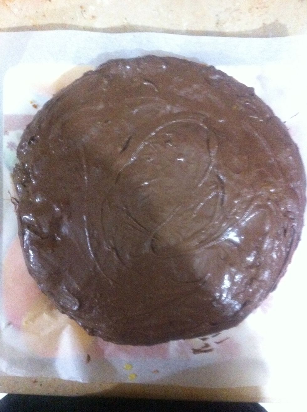 Now, the fun part. Smear chocolate coffee mousse generously