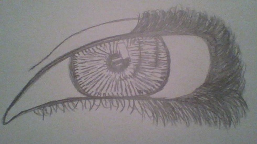 Now the long but fun part. Make multiple lines that looks as if its heading straight towards the pupil. (Don't do to much, but if you want to you can, i won't judge. :) ).