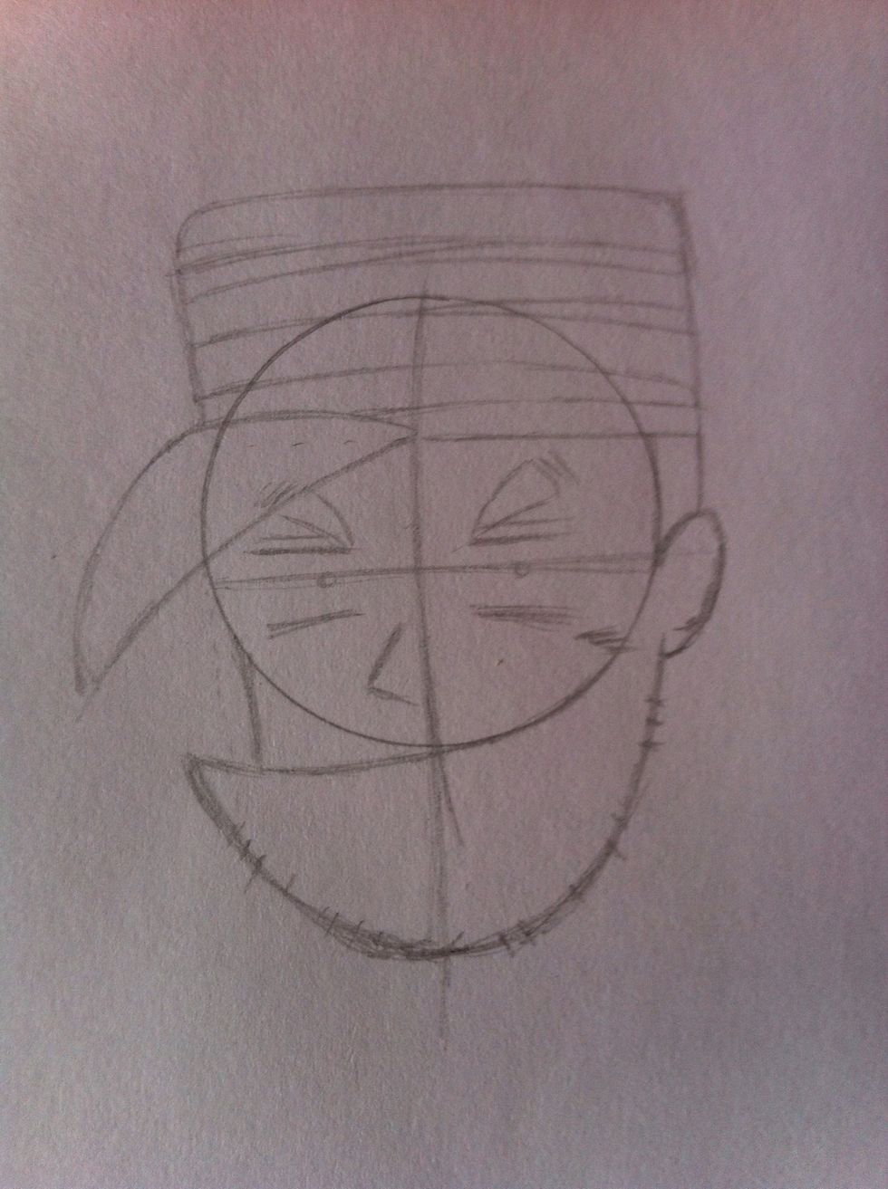 Now the mouth and the ear is outside the circle,