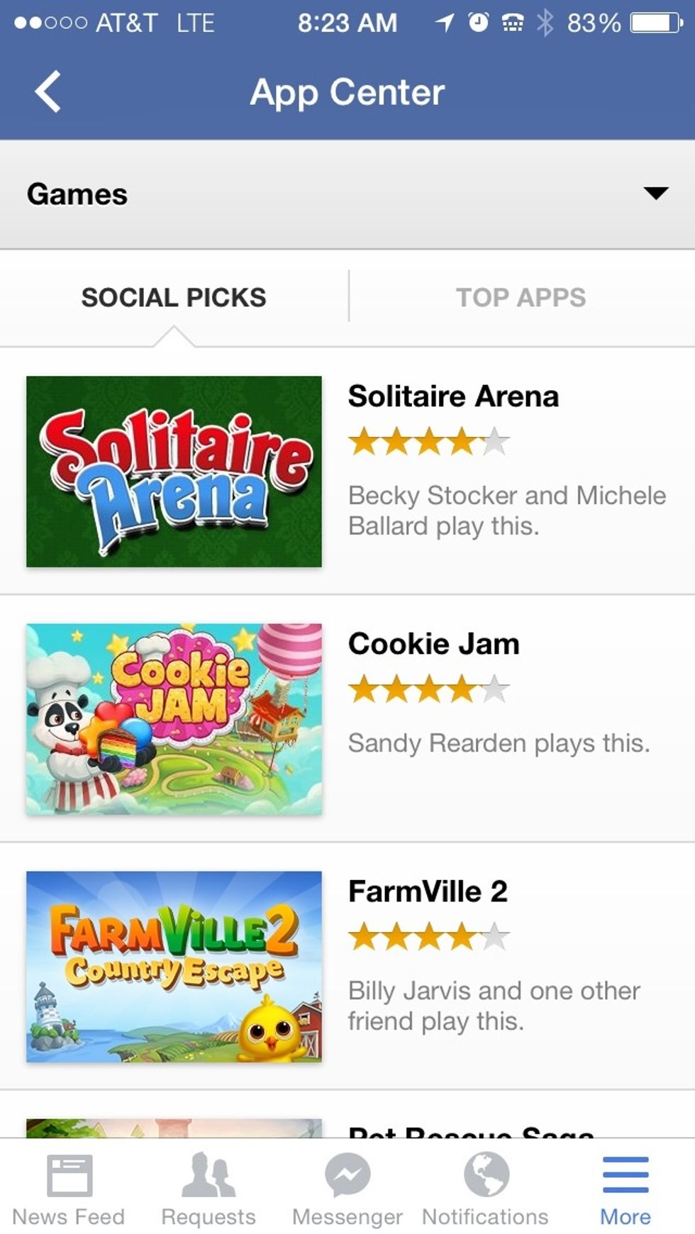 Now there is a list of games. Which game or games are sending you requests? Click on that game.