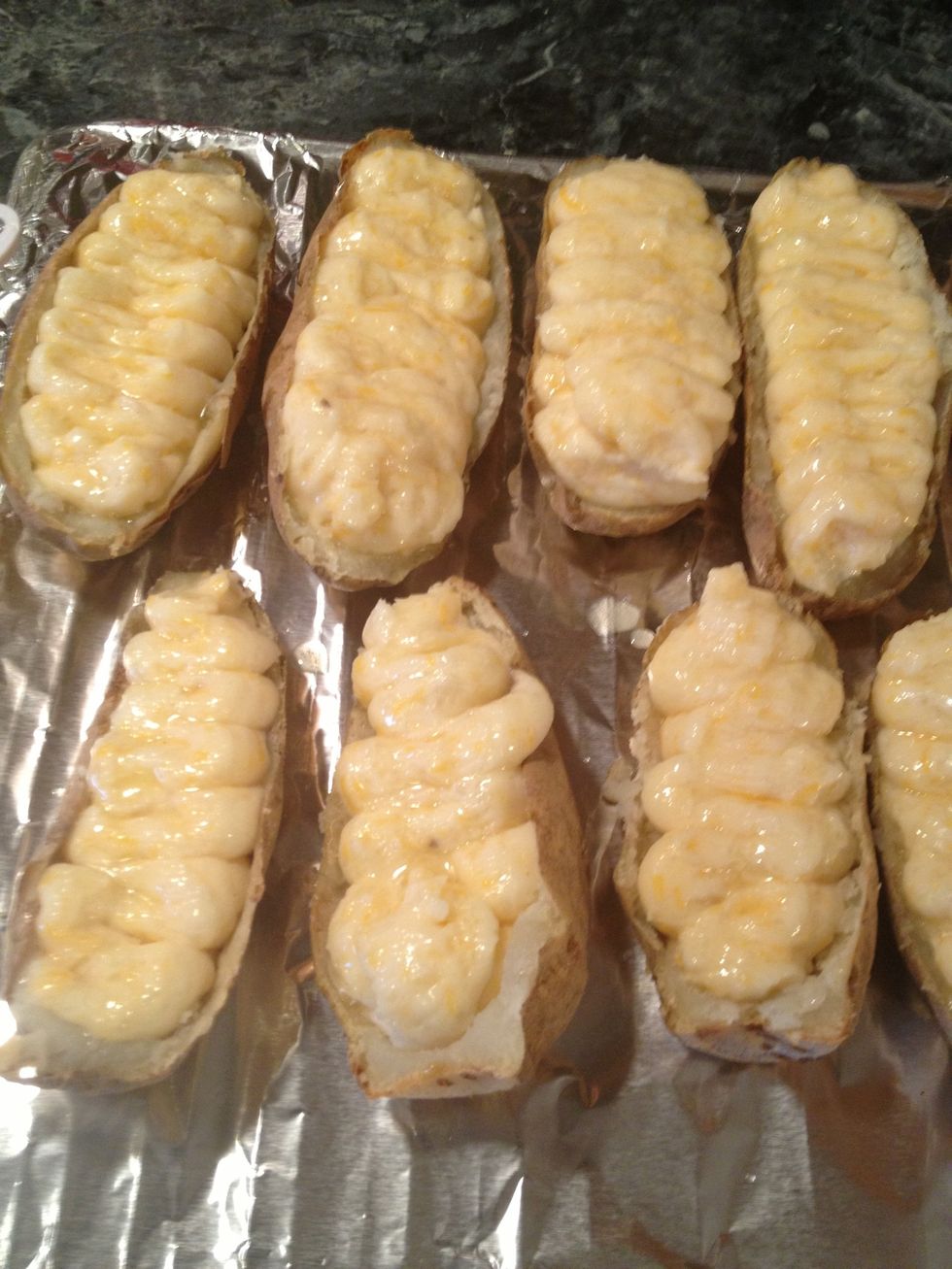 NOW they are ready to get nice and toasty. Bake them in the oven for 20 minutes or until tops are nice and browned.