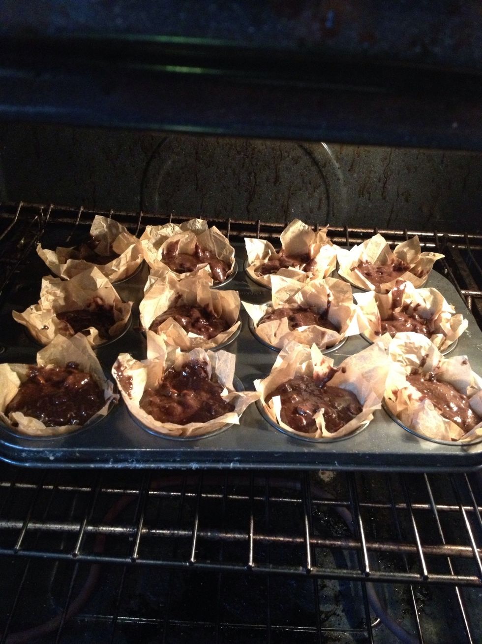 Now they can go into your preheated 350F oven for 20 minutes. Check them and if your toothpick comes out clean, they are done.