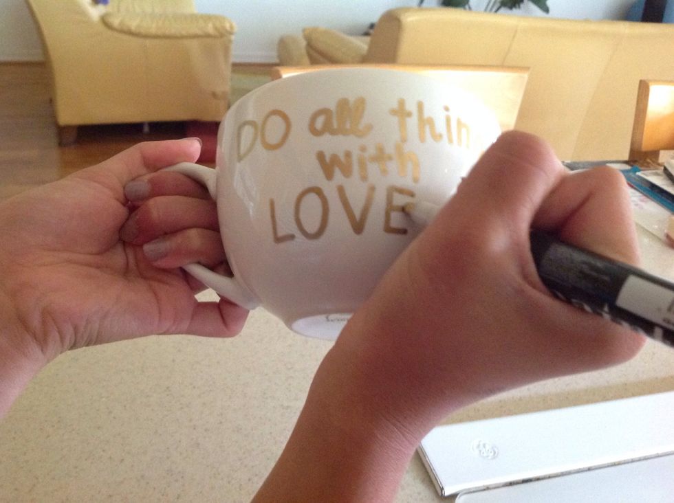 Now think of your designs that you will draw on your mug. A few ideas would be hearts, stars, dots, and many more easy and cute designs.