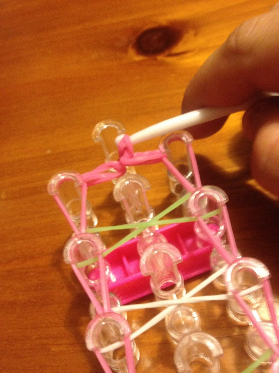 Now this can be tricky!! Don't pull bands to hard or you may snap them and ruin your bracelet.