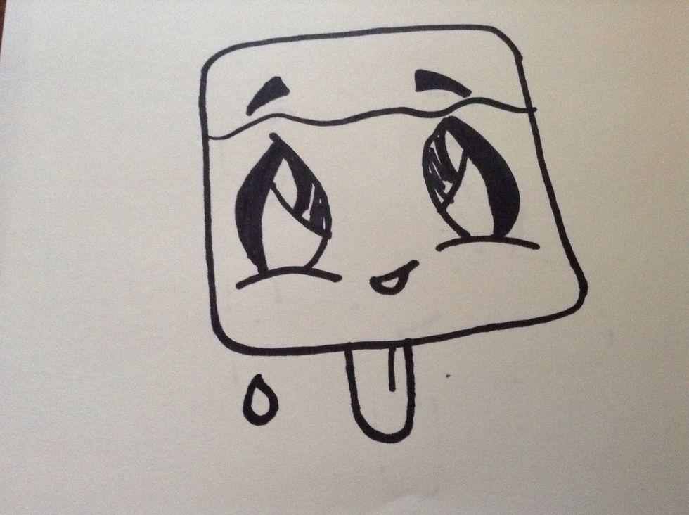 Now this is opptional too draw the little drop like he/she is melting