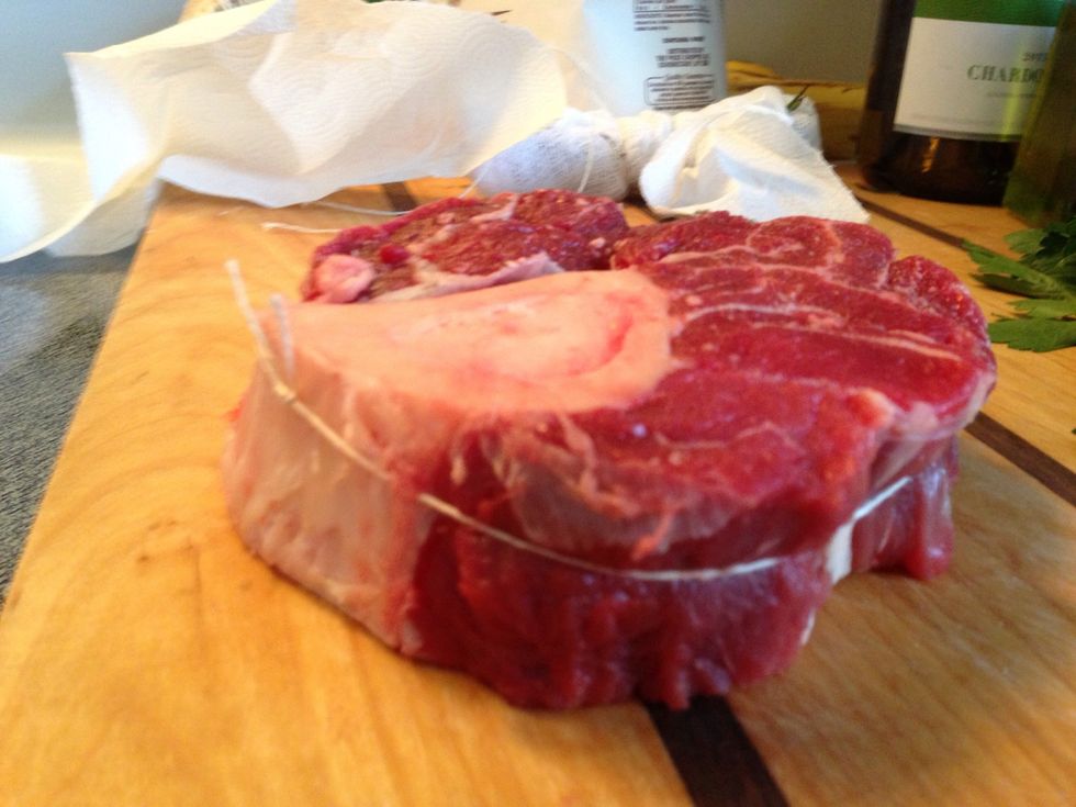 Now tie your beef shanks so they meat stays together