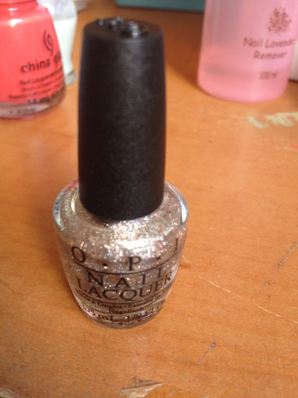 Now time for the glitter! This is a silver glitter from OPI's Muppets collection. It's a mini bottle that came in a pack of four as a gift.