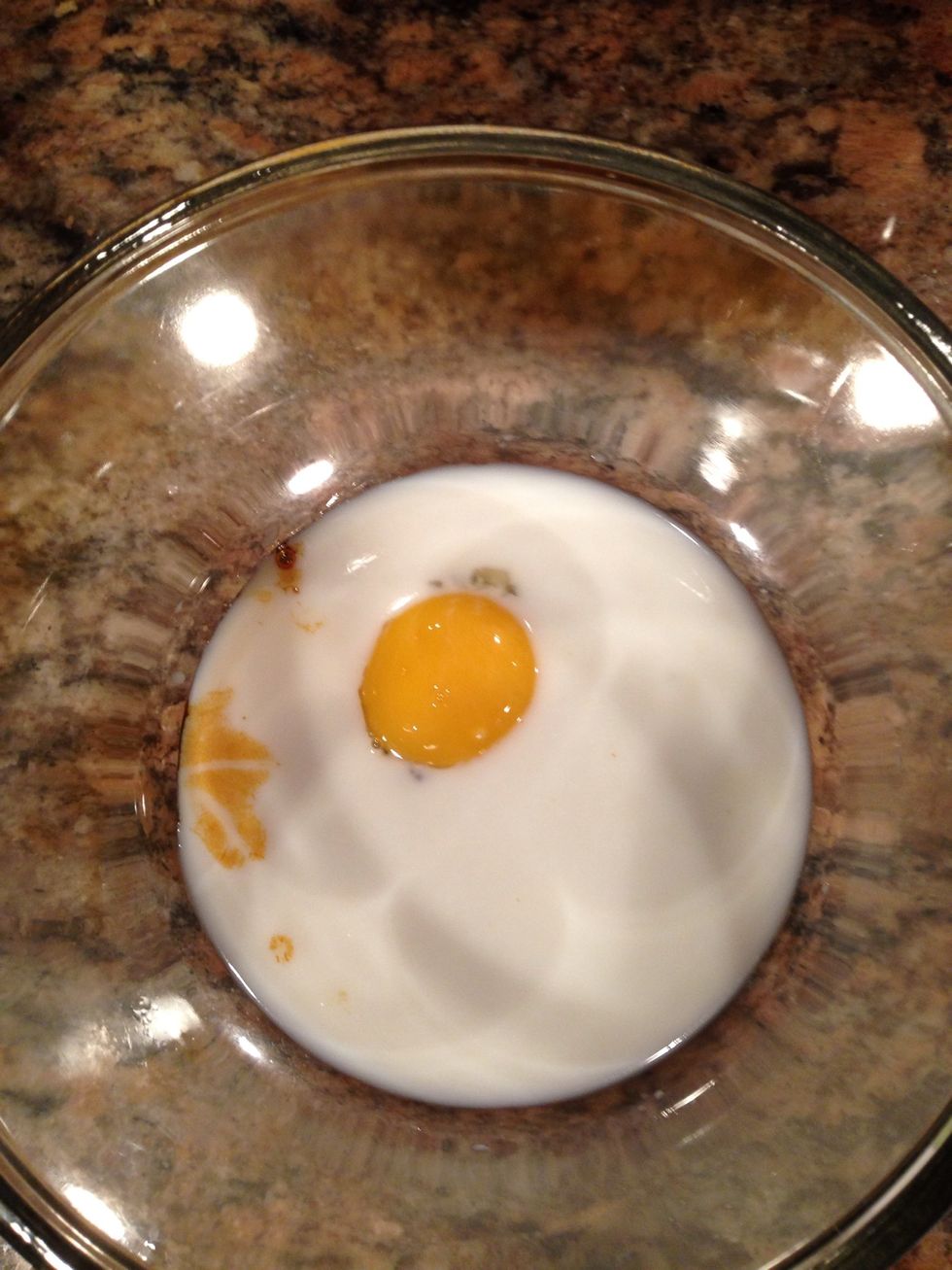 Now time to add your wet ingredients to a different bowl (molasses, milk and an egg yoke but save your egg whites till the end. )