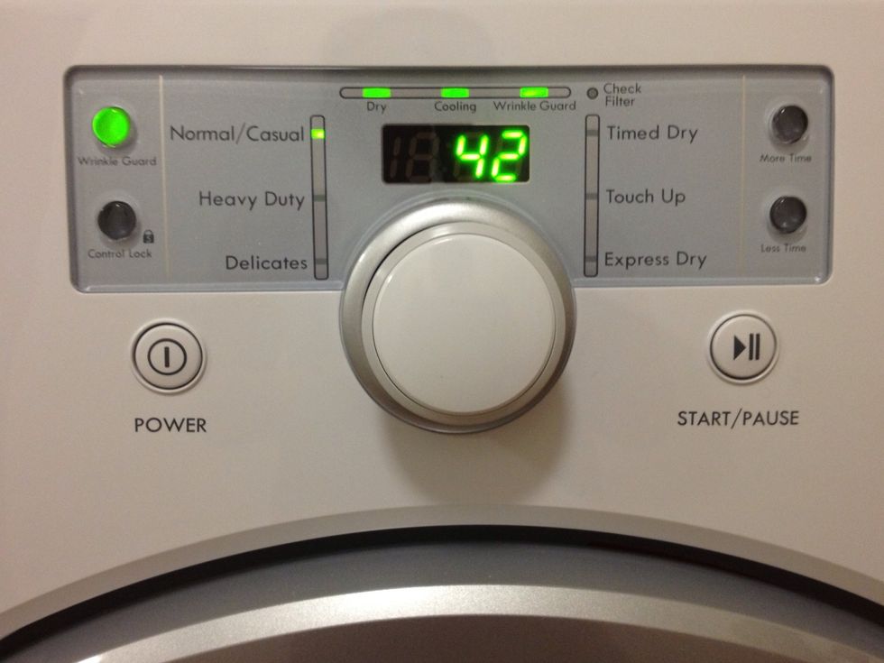Now time to dry your clothes, don't forget to set your dryer to the appropriate settings.