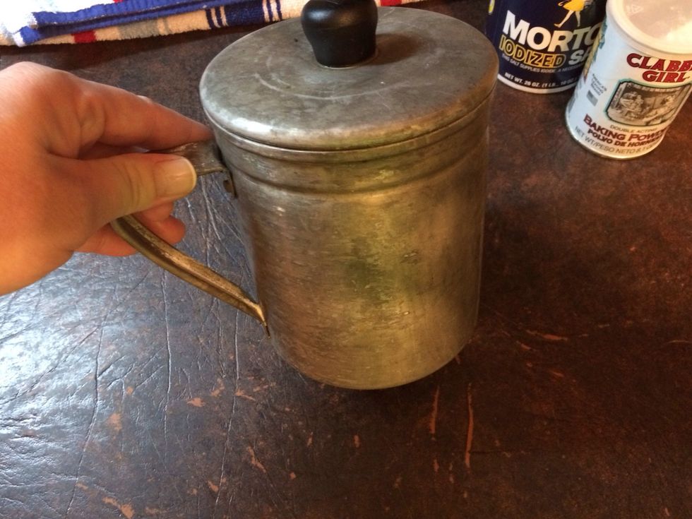 Now to add the fat. Let's take a closer look at the bacon grease. When you cook up some bacon, you can pour into one of these to use later. We use in recipes to add that bacon flavor. Yum!