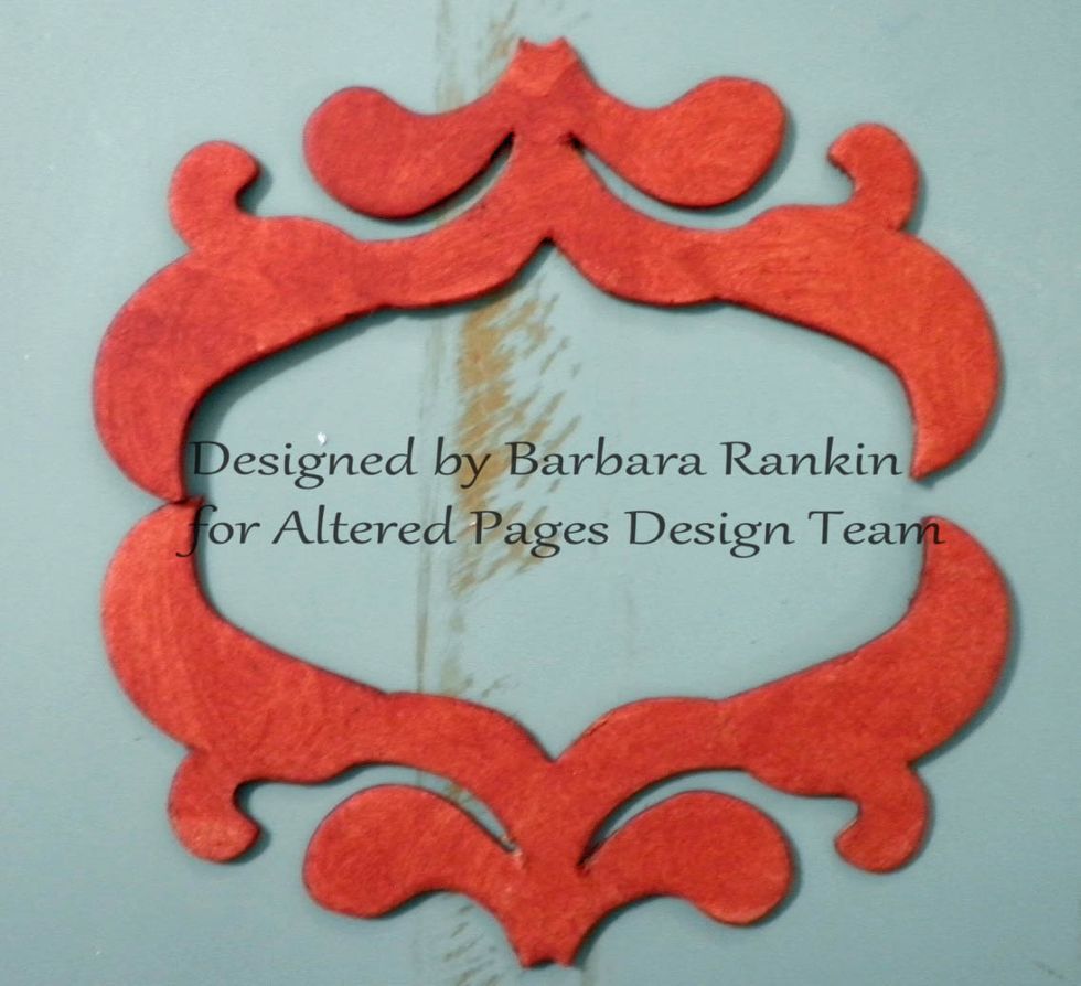 Now to get back to the frame for my title. I painted both Chipboard Scroll Corners with DecoArt Burnt Sienna mixed with a tiny amount of retarder, making sure to paint the edges as well.