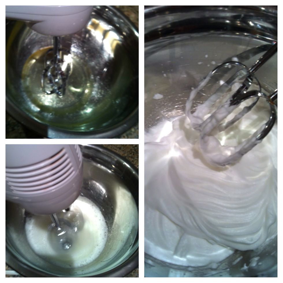 Now to grandmas's secret... Beat the egg whites and set aside.  Yes you read it correctly and no it's not a wrong photo.
