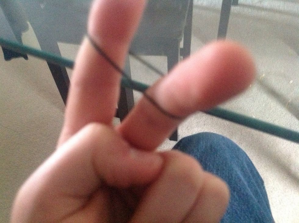 Now to make a cap band first put it over your finger like this