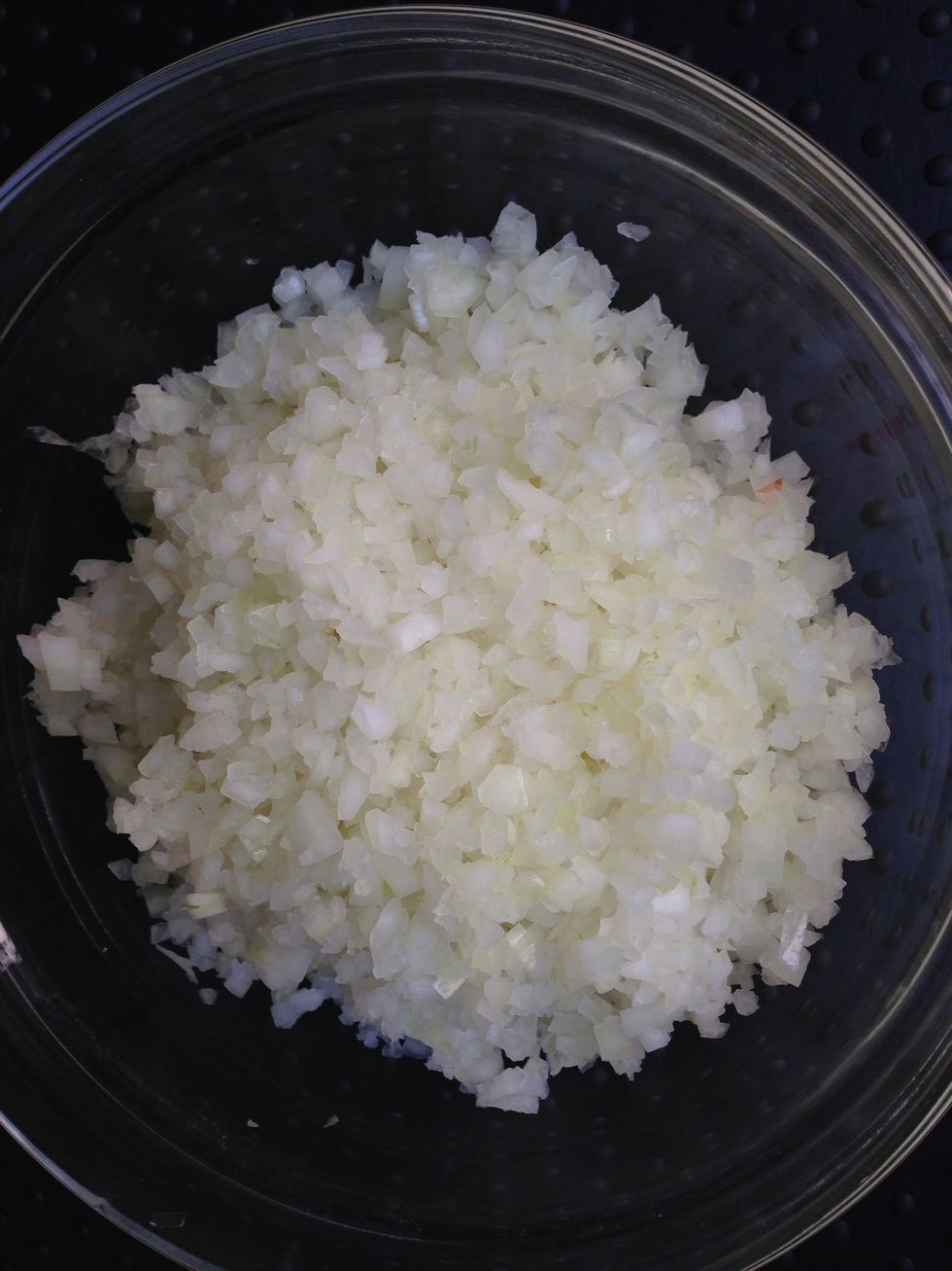 Now to make the filling. Dice the onions