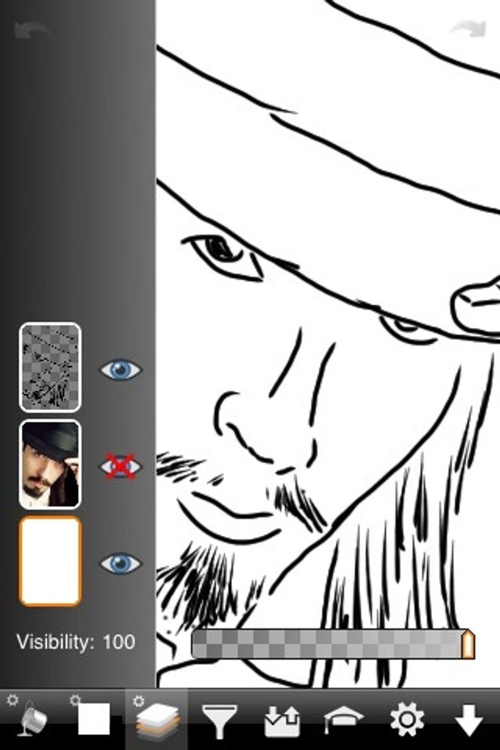 Now to see just the drawing without the image. Make the image layer invisible.