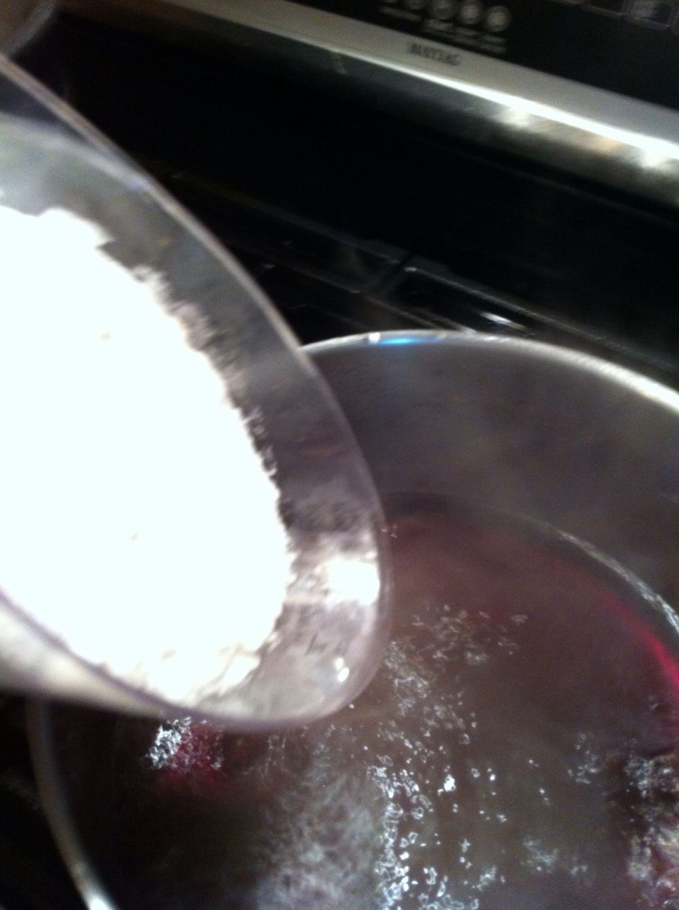 Now to sweeten it up. For a guide I add 3 cups of sugar for 4 cups of juice. If that sounds like a lot for you, start with less. But the recipe calls for a cup of sugar for a cup of juice.