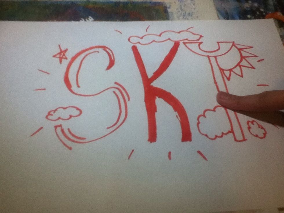 Now, touch the piece of paper were it has the word 'sky' written!