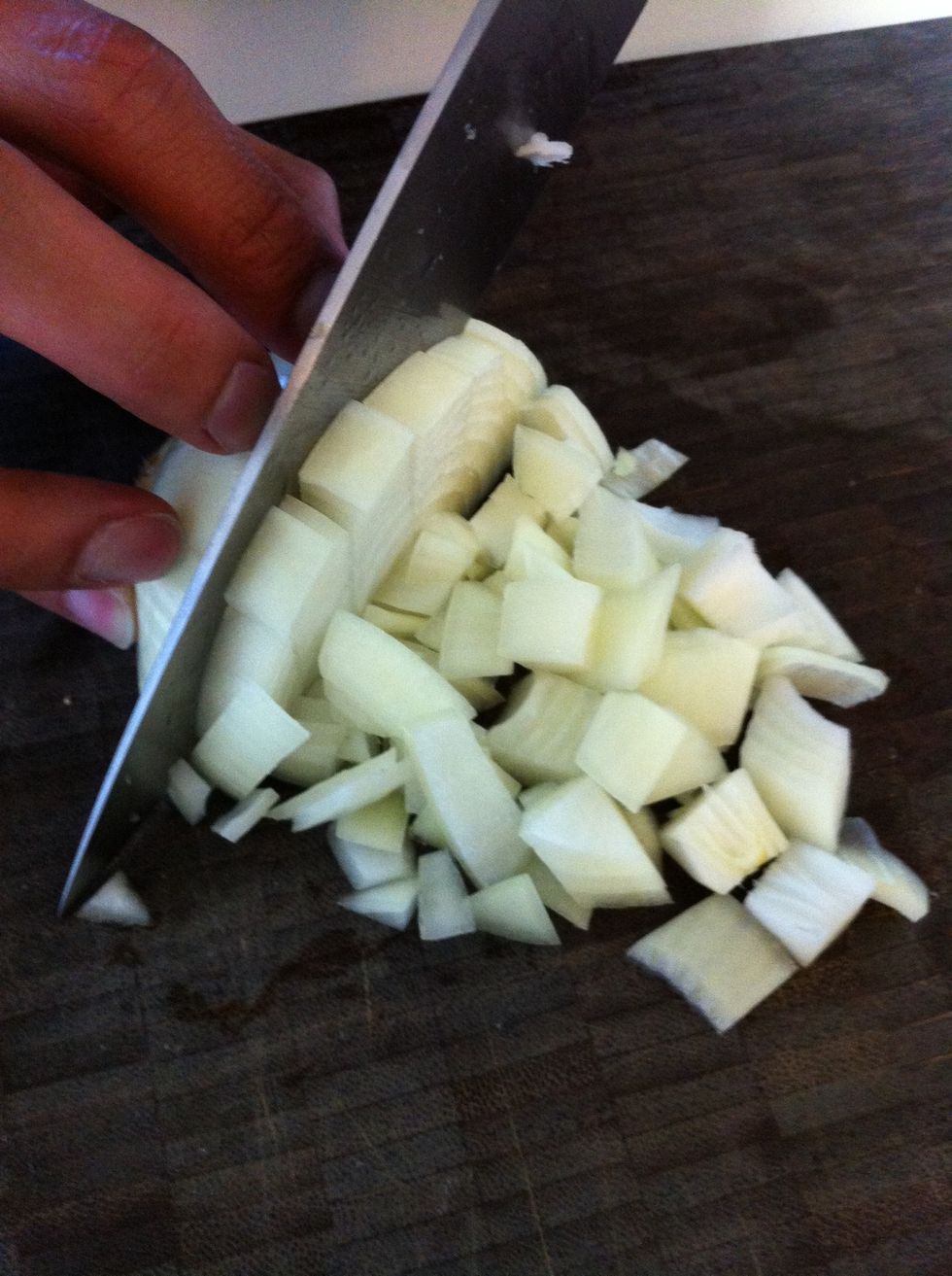 Now turn the onion and chop across the vertical lines you made earlier to your desirable size and there you have it...