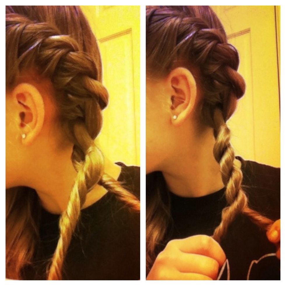 Now, twist them together towards your face.