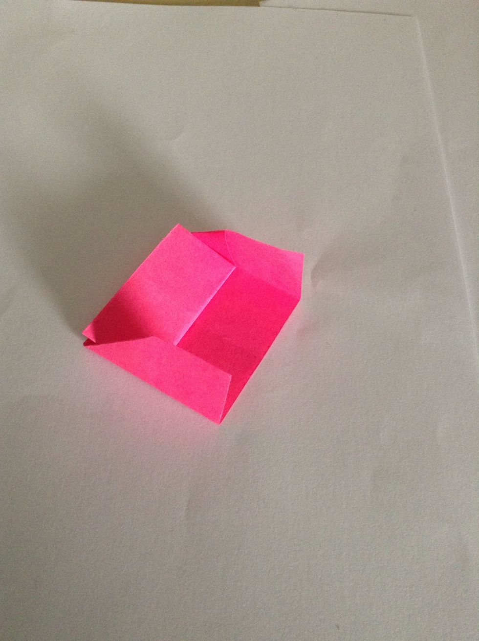 Now unfold the side flaps so they stand up vertically