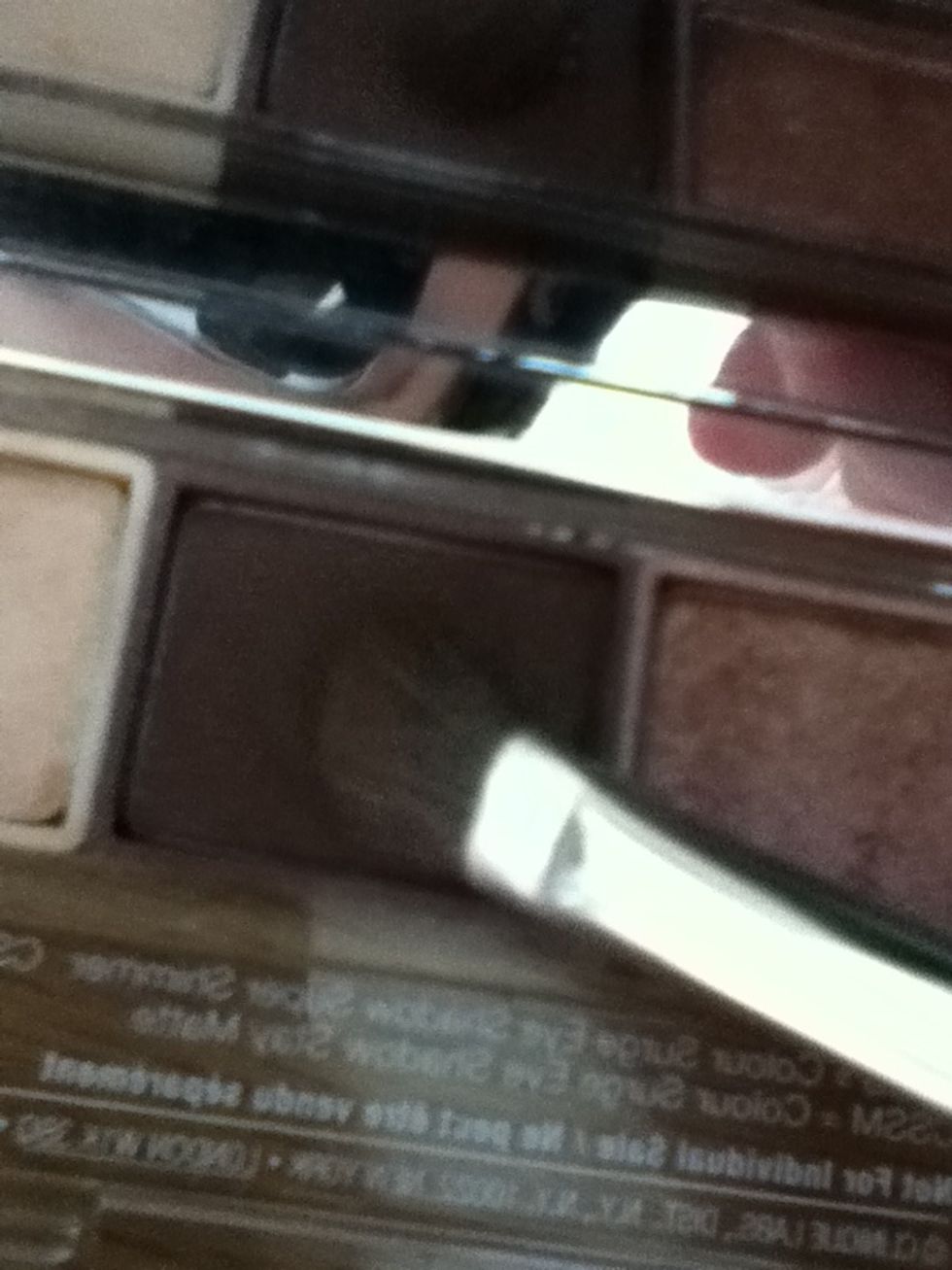 Now use a dark brown eye shadow.