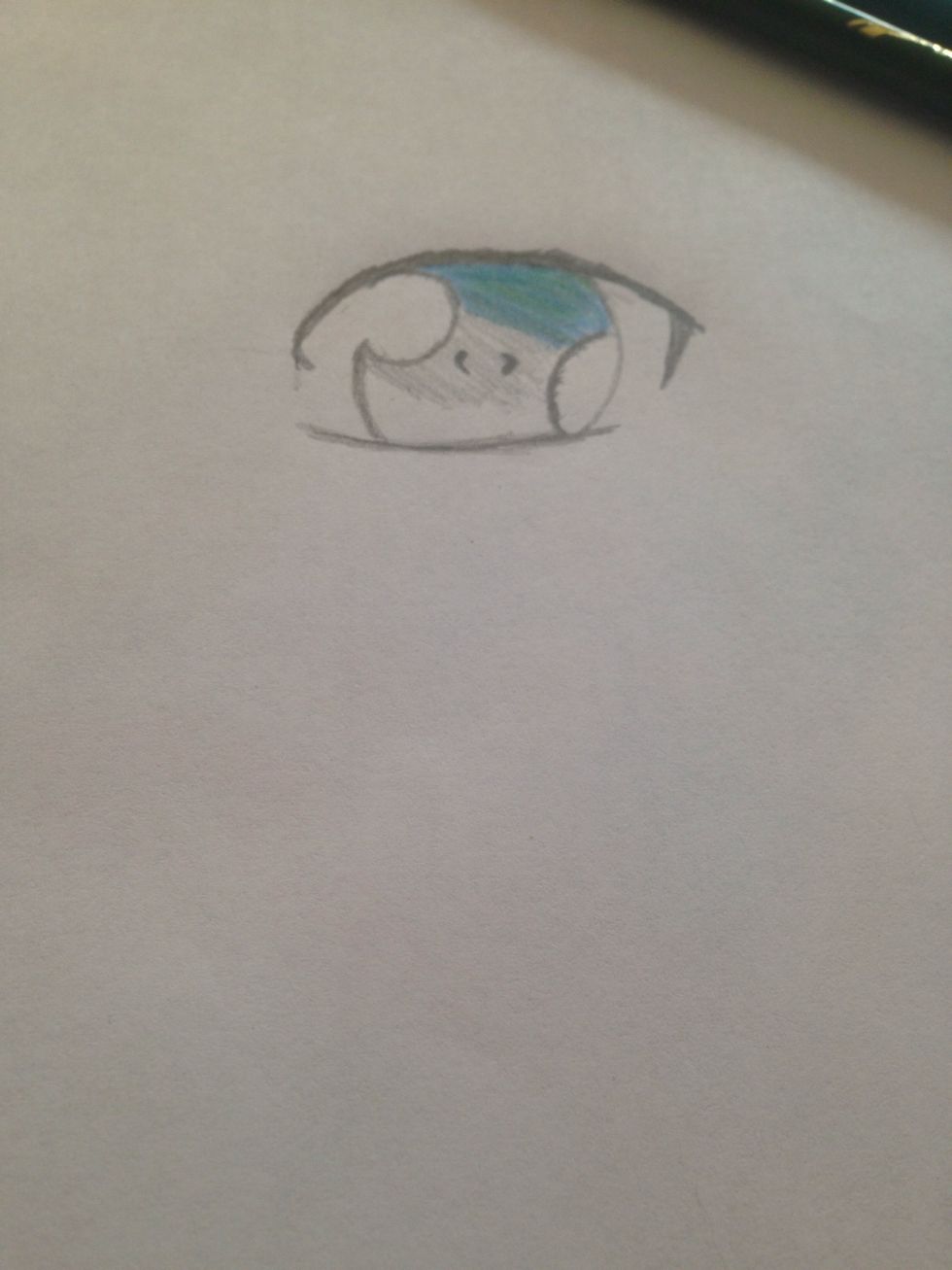 Now, Use your pencil and lightly shade the middle part in the inside of your anime eye. DON'T color the whole eye