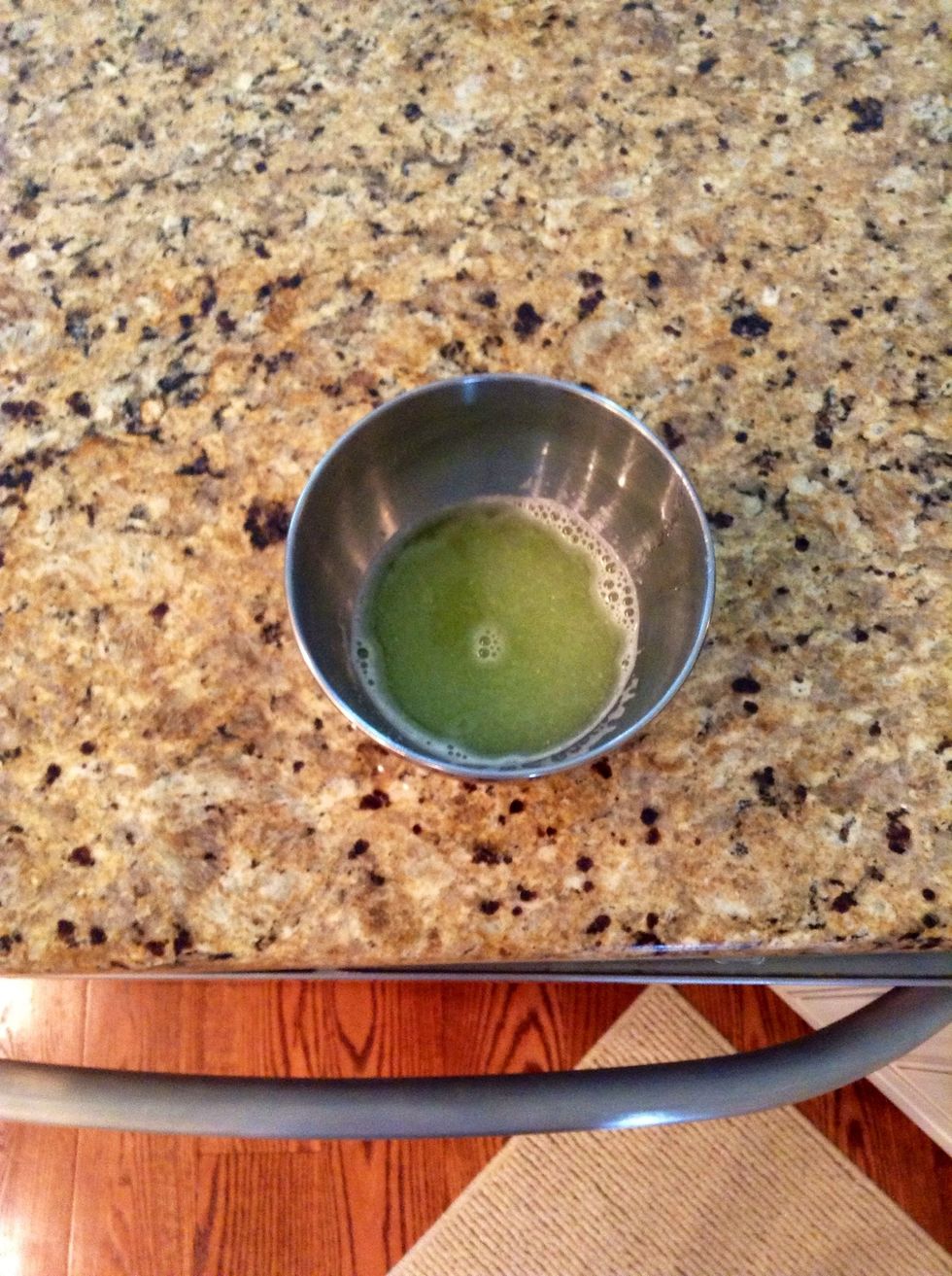 Now, using a strainer, get all of the juice into a small bowl. Sorry, I forgot to put the bowl in the supplies picture!\ud83d\ude33 Using a spoon, push the "mush" around to make sure all the juice is out.