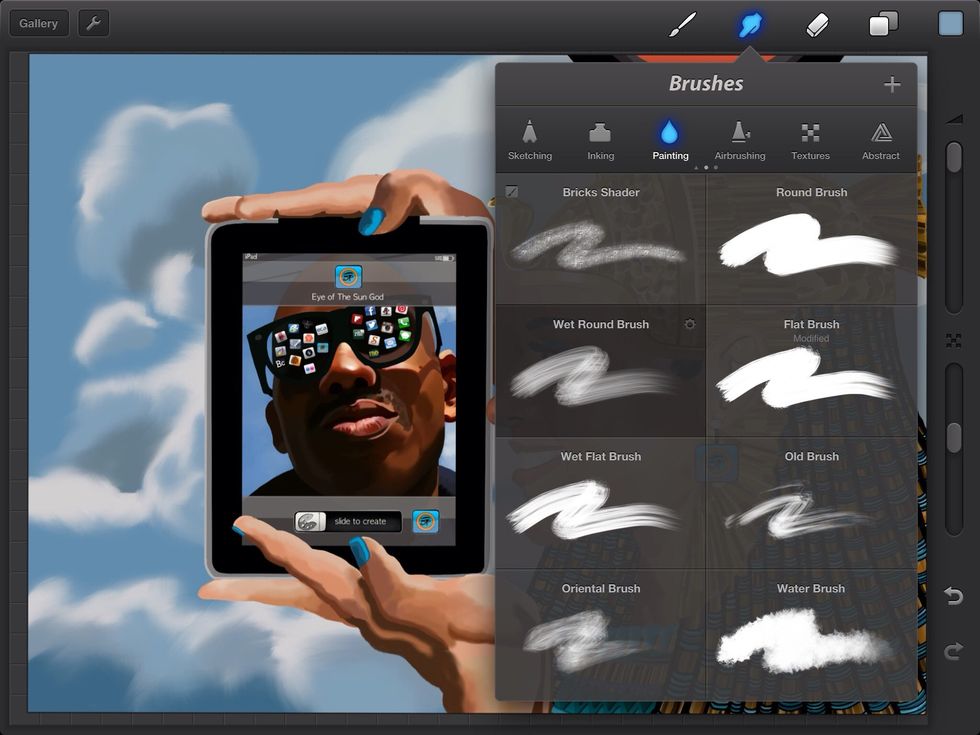 Now using the smudge tool I go over the clouds for a softer, more organic look.