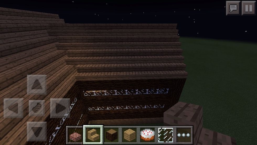 Now, we are almost done!!! Build up another part of the roof but turned around. Make sure to tuck the ends in when you are connecting the two rooftops together