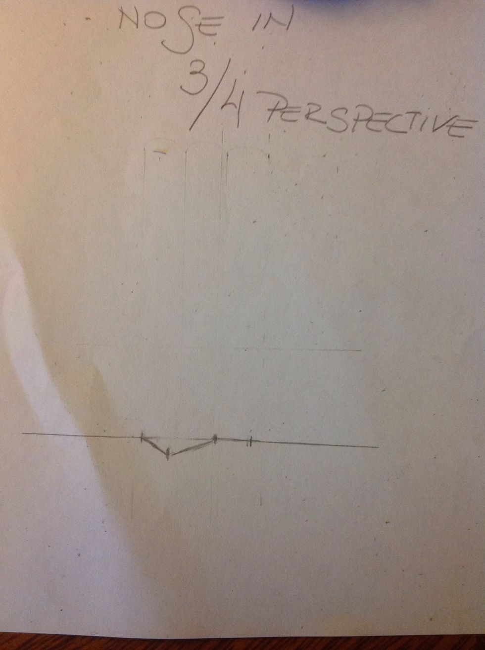 Now we are going to mark 4 important points. You can see them in the picture. The ones that is draw on the horizontal lines marks the width of the fin of the nose.