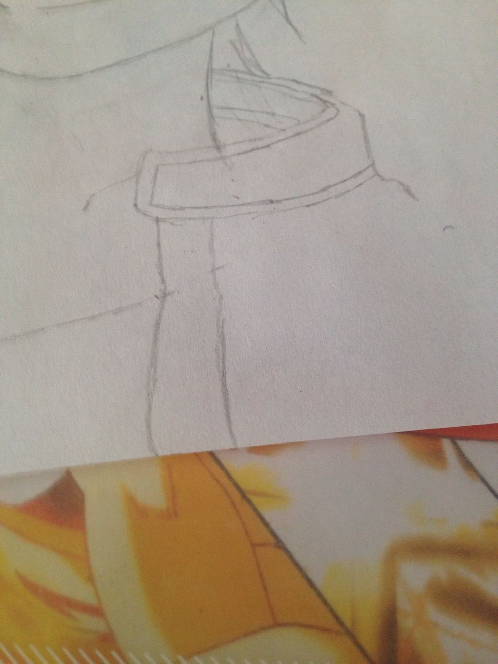 Now we begin drawing the right side of his clothes