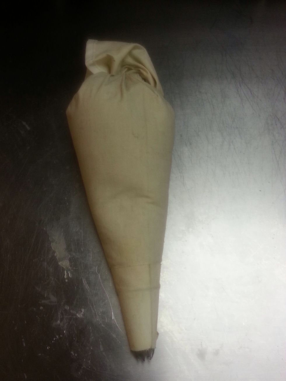 Now we fill it up with the dough half way