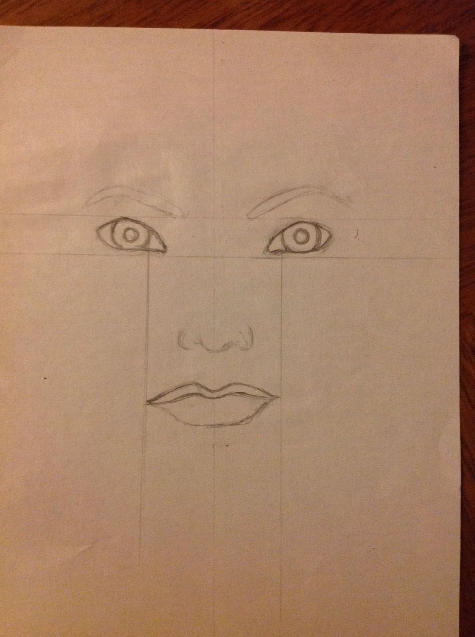 Now we have to draw the upper lip. This's going according how do you want your mouth form, usually the upper lip is more thin that the one below. Remember this is an sketch.