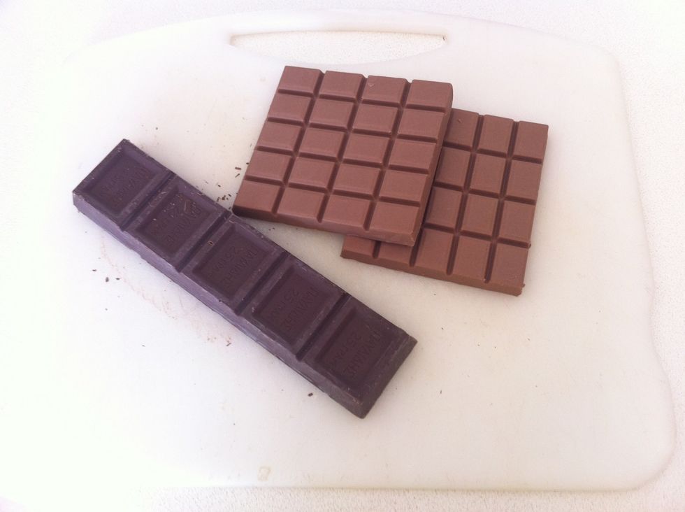 Now we need the chocolate. I prefer to use different type of chocolate. It's up to you how much chocolate you'll use!!!
