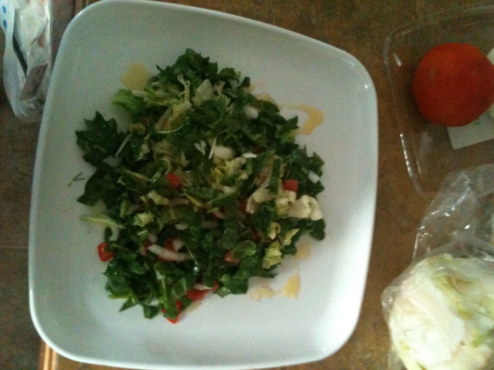 Now we put our salad in the fridge!!