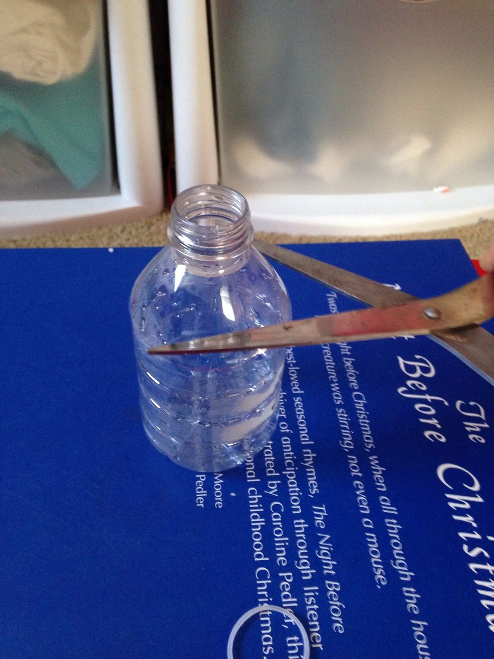 Now we're going to cut the top off. (The ring won't be able to fit into the water bottle unless we do so. I originally thought that we wouldn't have to, but we do. :( )