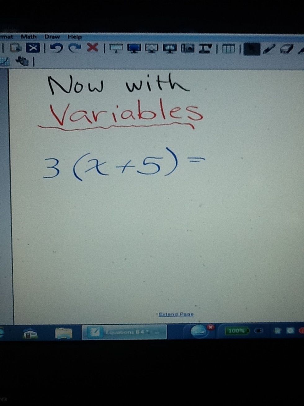 Now we will do it with variables, X's and Y's.