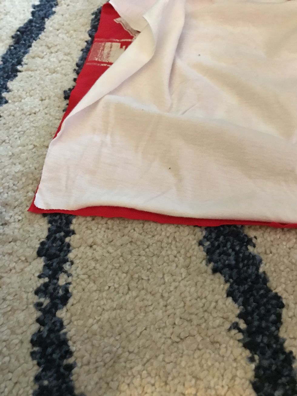 Now we will line up that edge (bottom of first row and top of second) and pin.