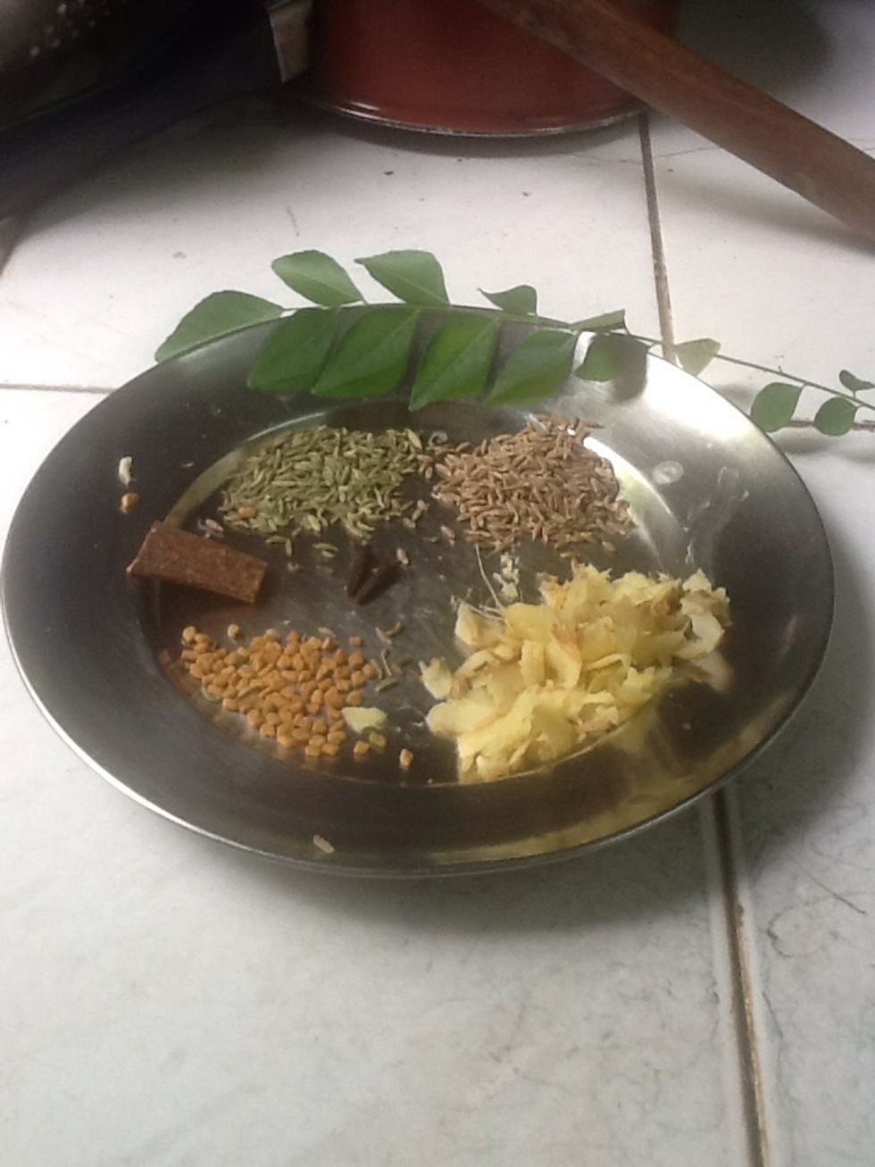 Now we will prepare the tempering.  For that heat oil and add all the ingredients I have shown above ( also given in supplies ). Please take care of the quantities I told you in supplies.