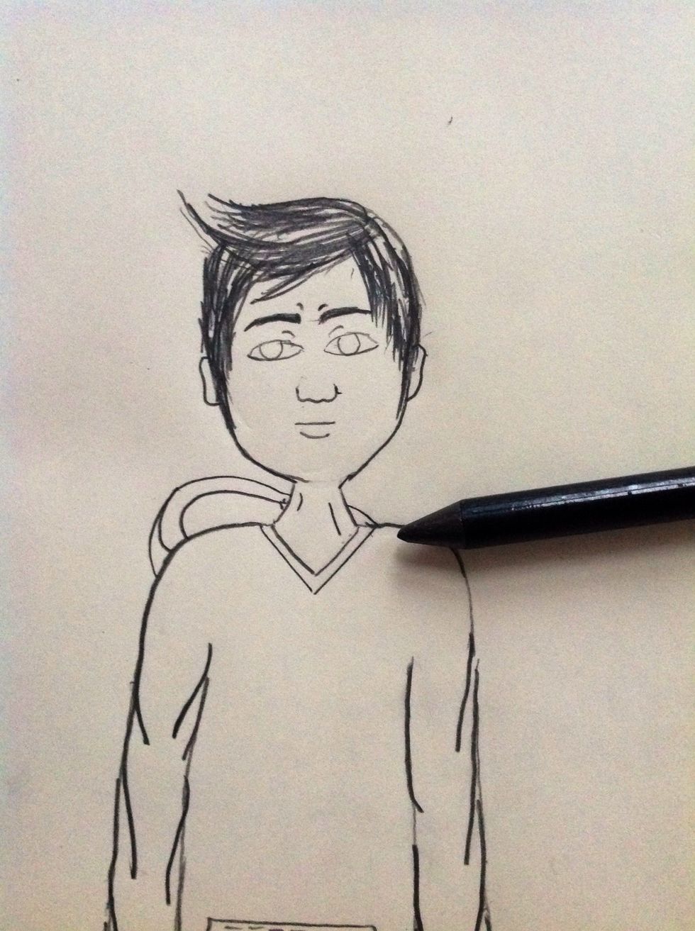 Now we will start doing the shadow, I will use little bit different pencil, it made of coal, you can get it from normal sationery shop, or you can use any normal pencil.