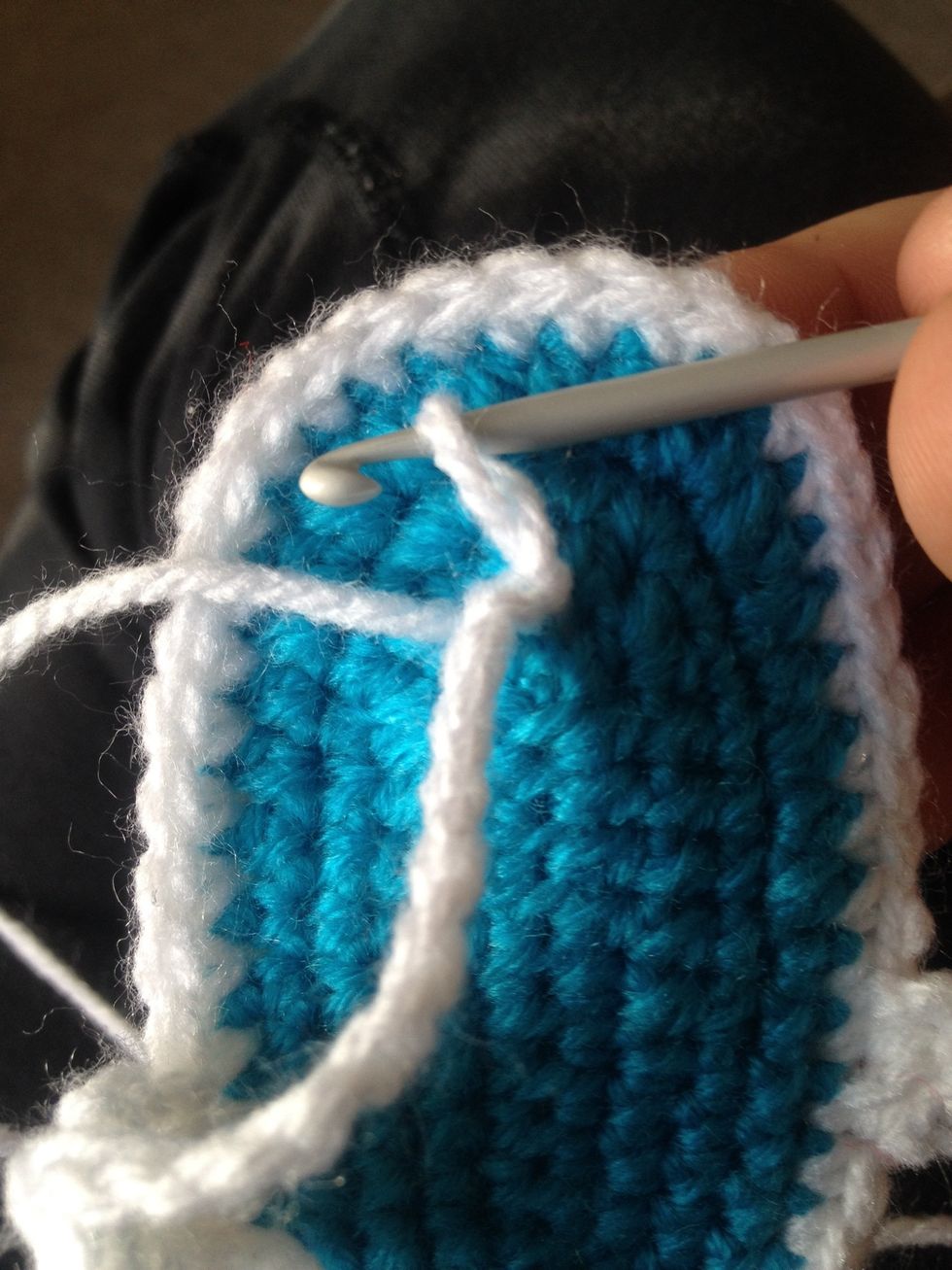 Now we will work our way back up the chain we just made for 3 STITCHES only