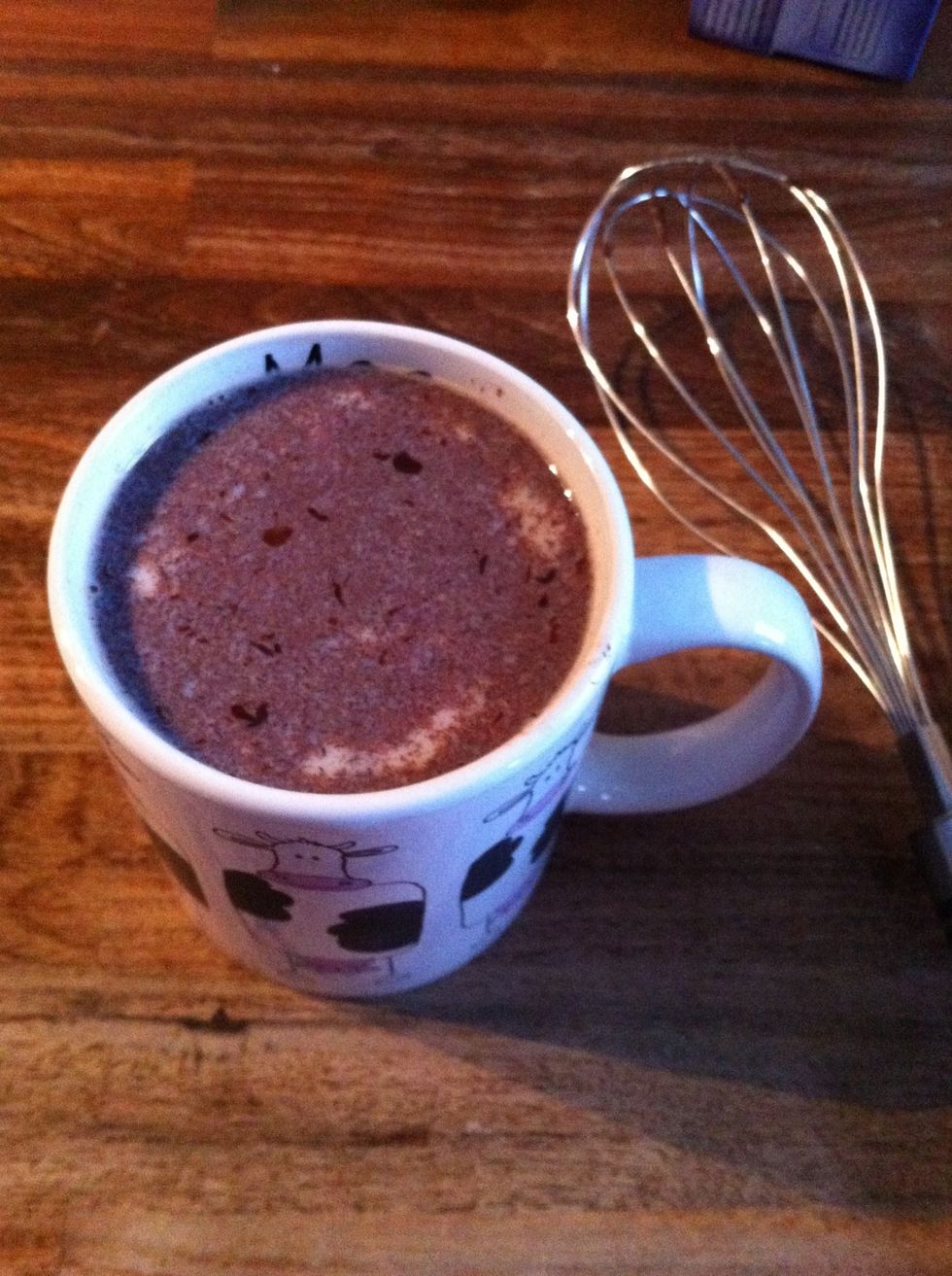 Now when all the chocolate has melt, it can be a little grainy. If you think it's necessary, whisk it.