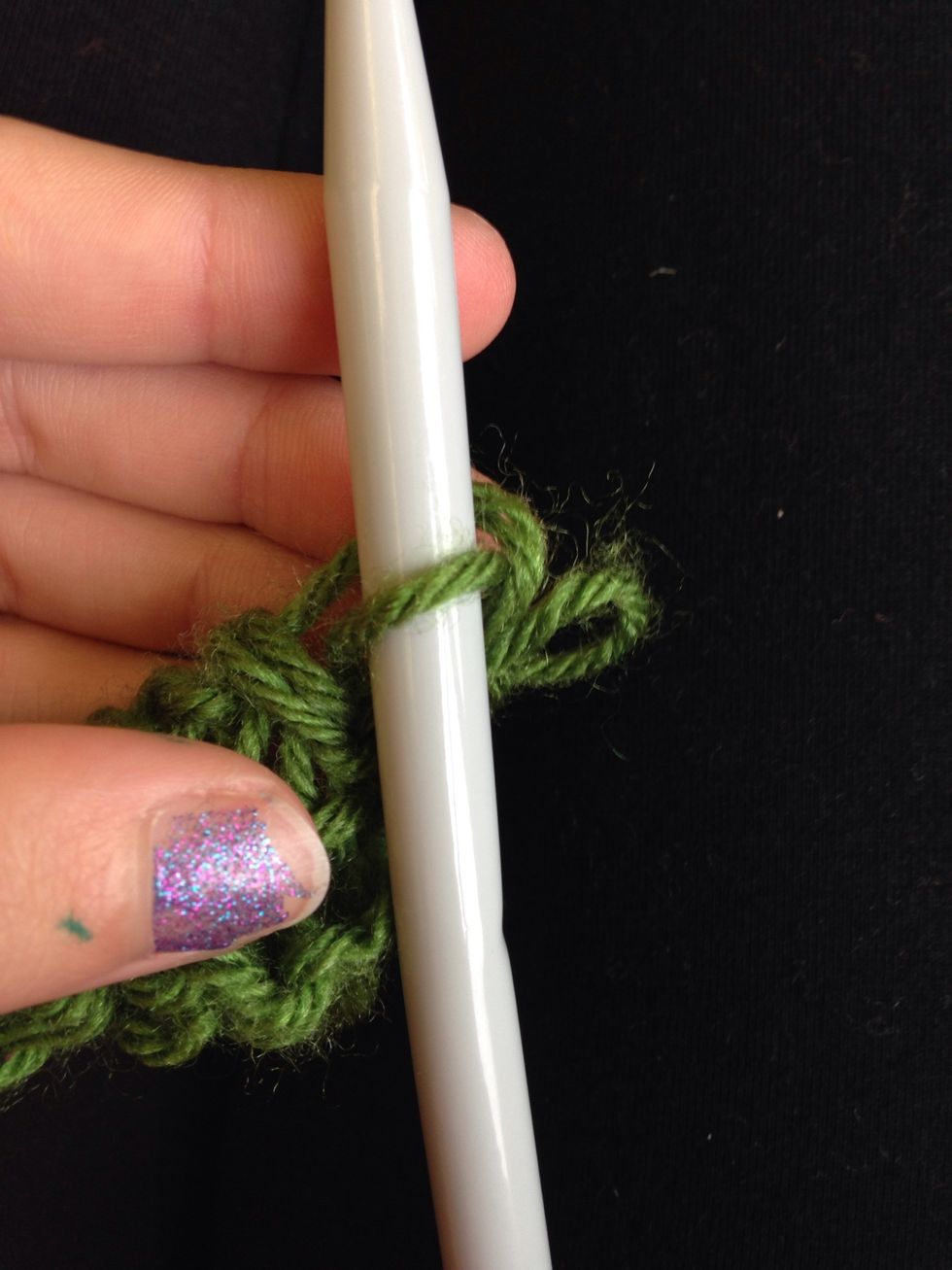 Now when you have only of stitch left you take it off