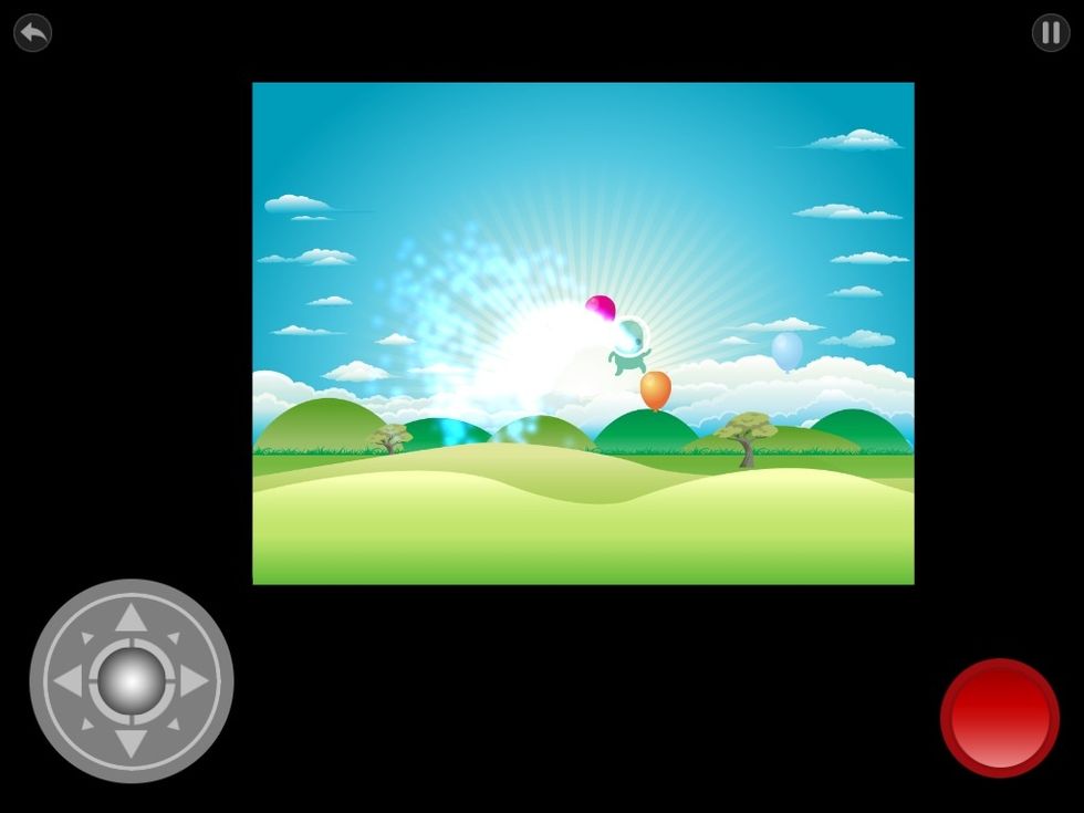 Now when you play your game and you touch the red balloon, a sound plays and you get a trail of blue pixie dust.