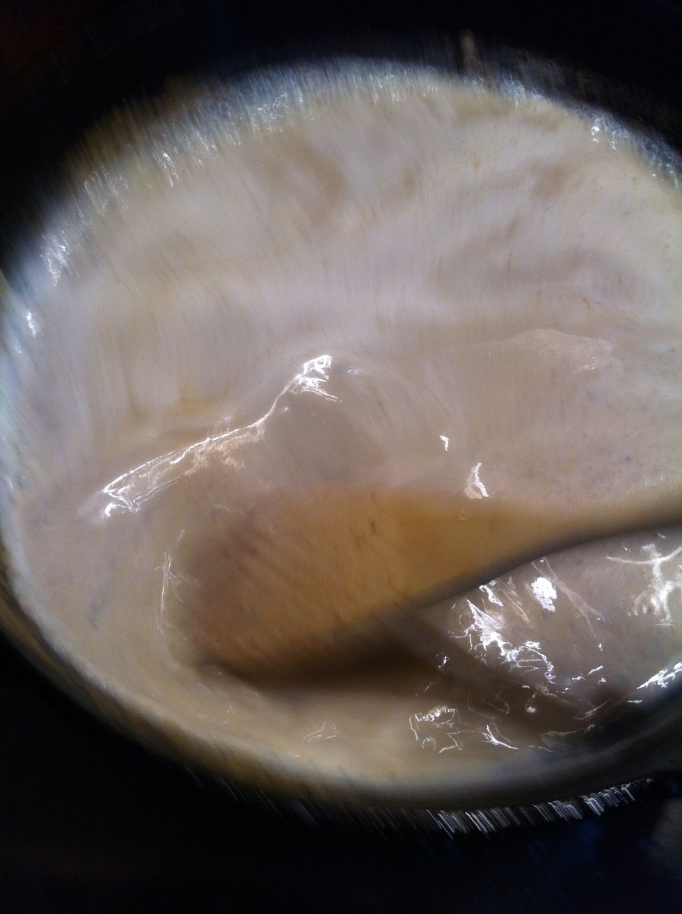 Now while stirring you are getting the "bits" of bacon off the bottom of skillet. That's the flavor.