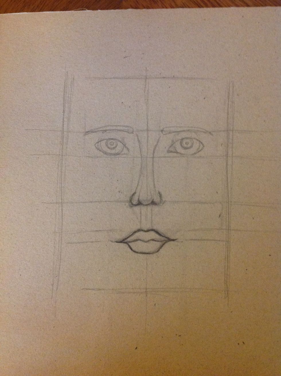 Now with a block, draw the high and the wight of our face